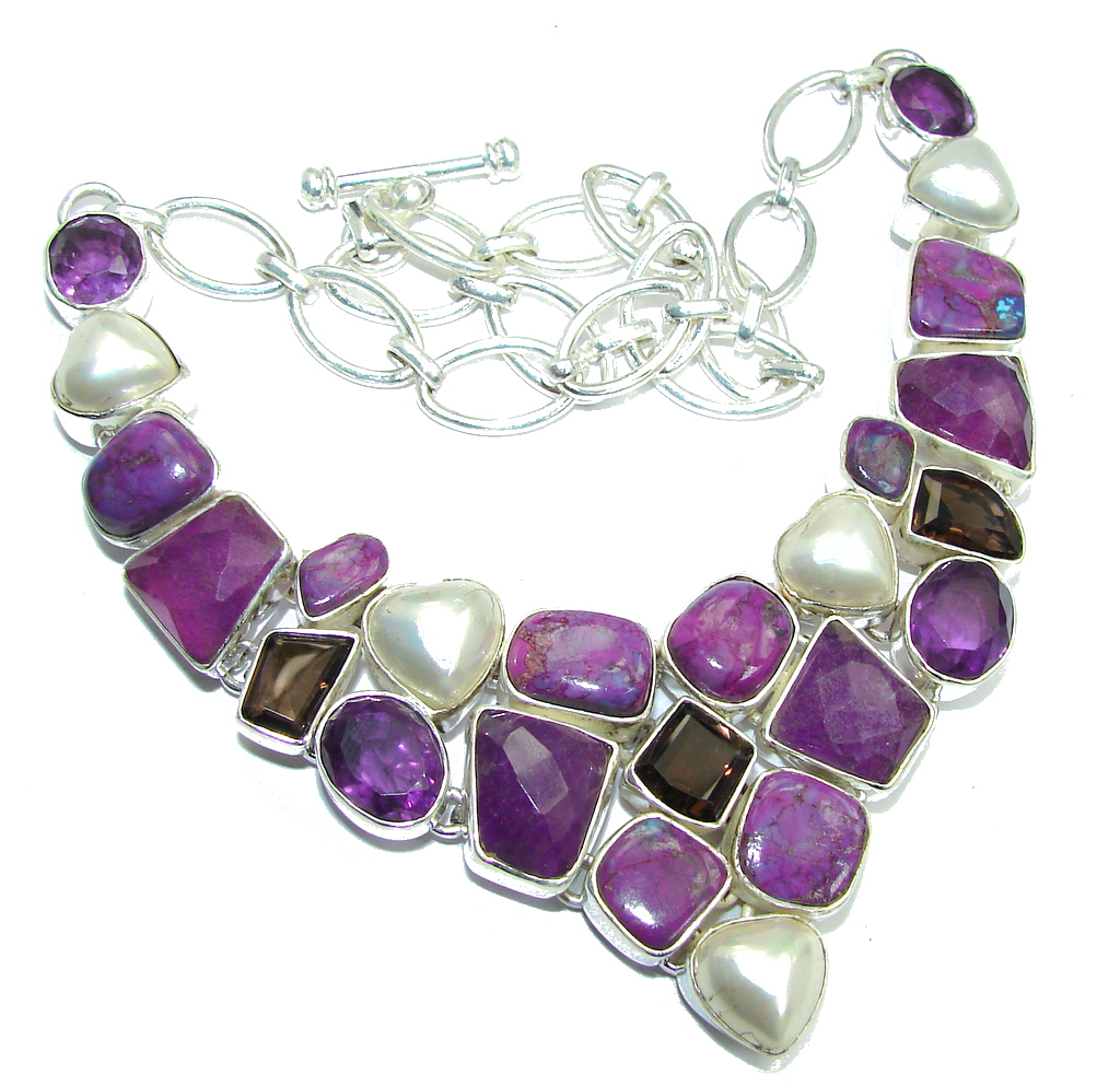 Path Of Life Purple Turquoise Amethyst Sterling Silver Necklace