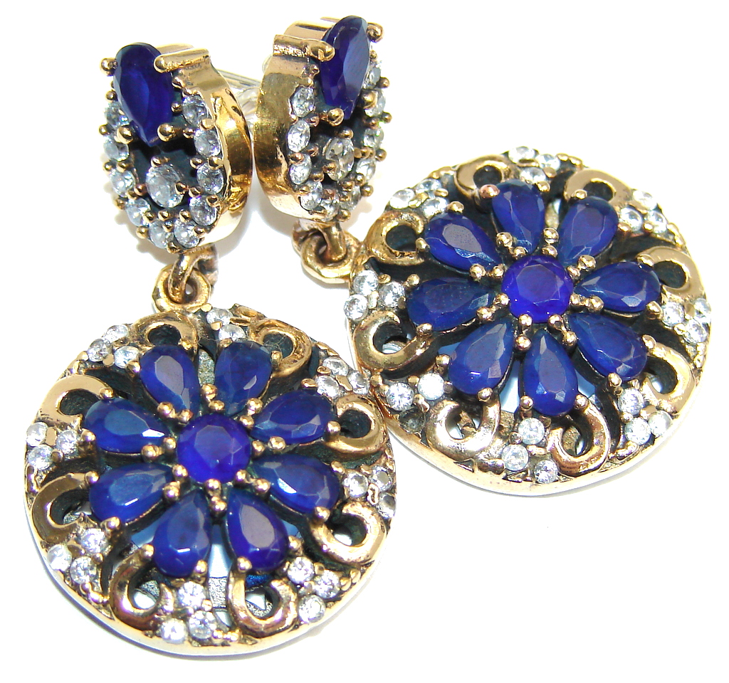 Victorian Style Sapphire Sterling Silver earrings