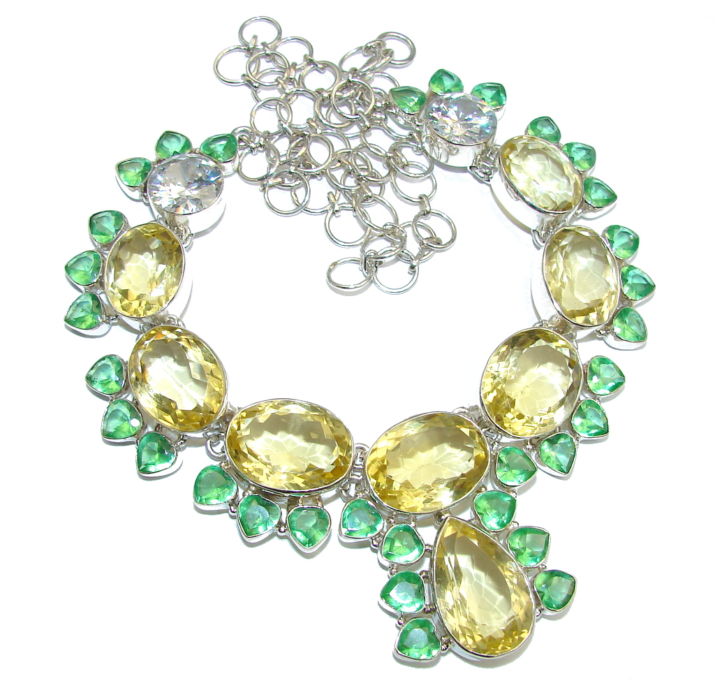 New Imopressive Design Yellow Quartz Sterling Silver Necklace