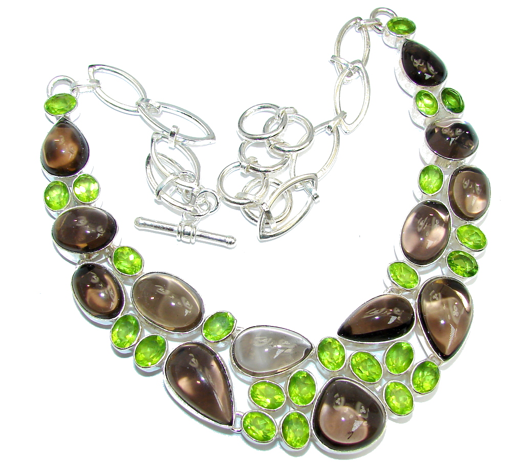Beautiful created Champagne Smoky Topaz Sterling Silver necklace