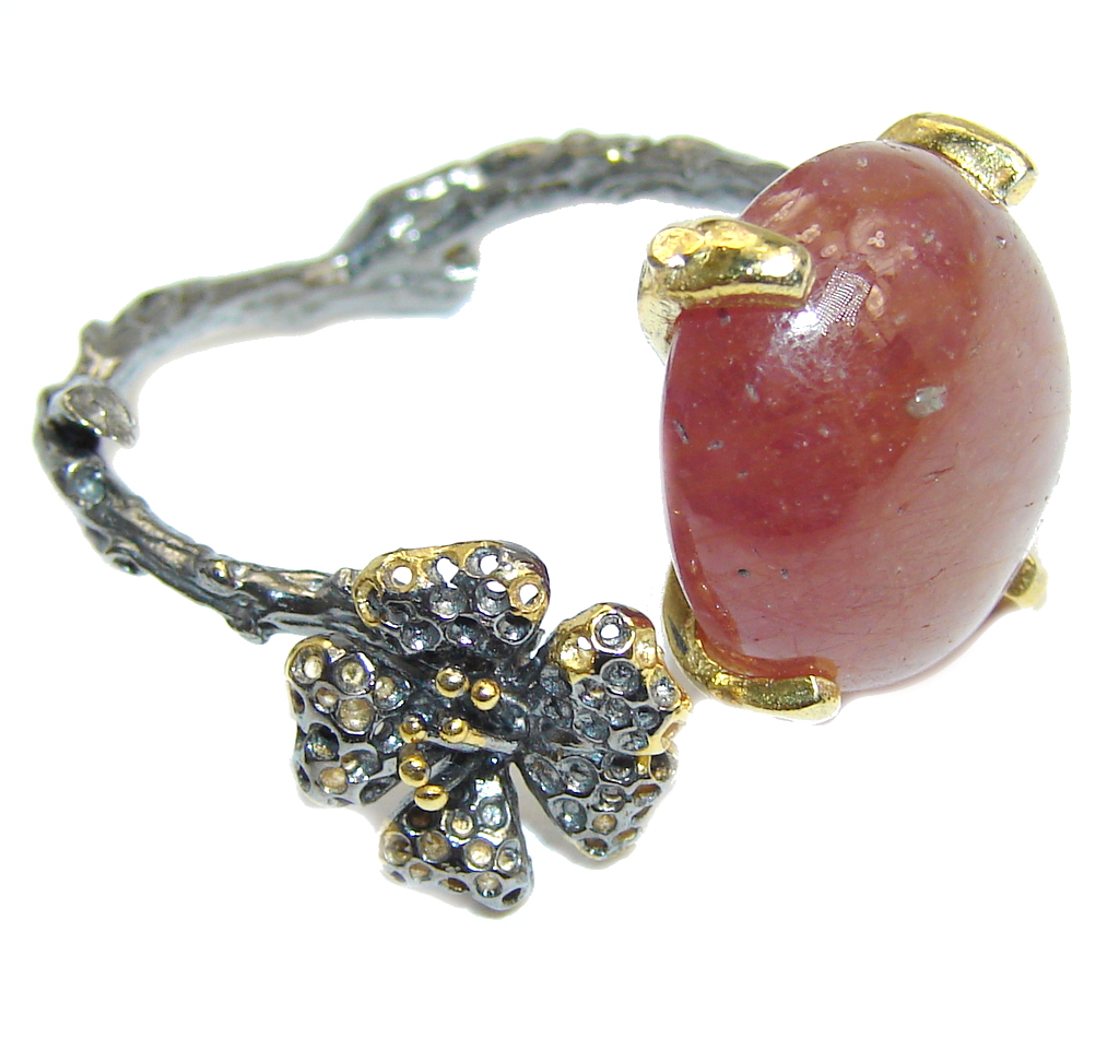 Secret Golden Garden Calcite Sterling Silver Ring s. 11 adjustable
