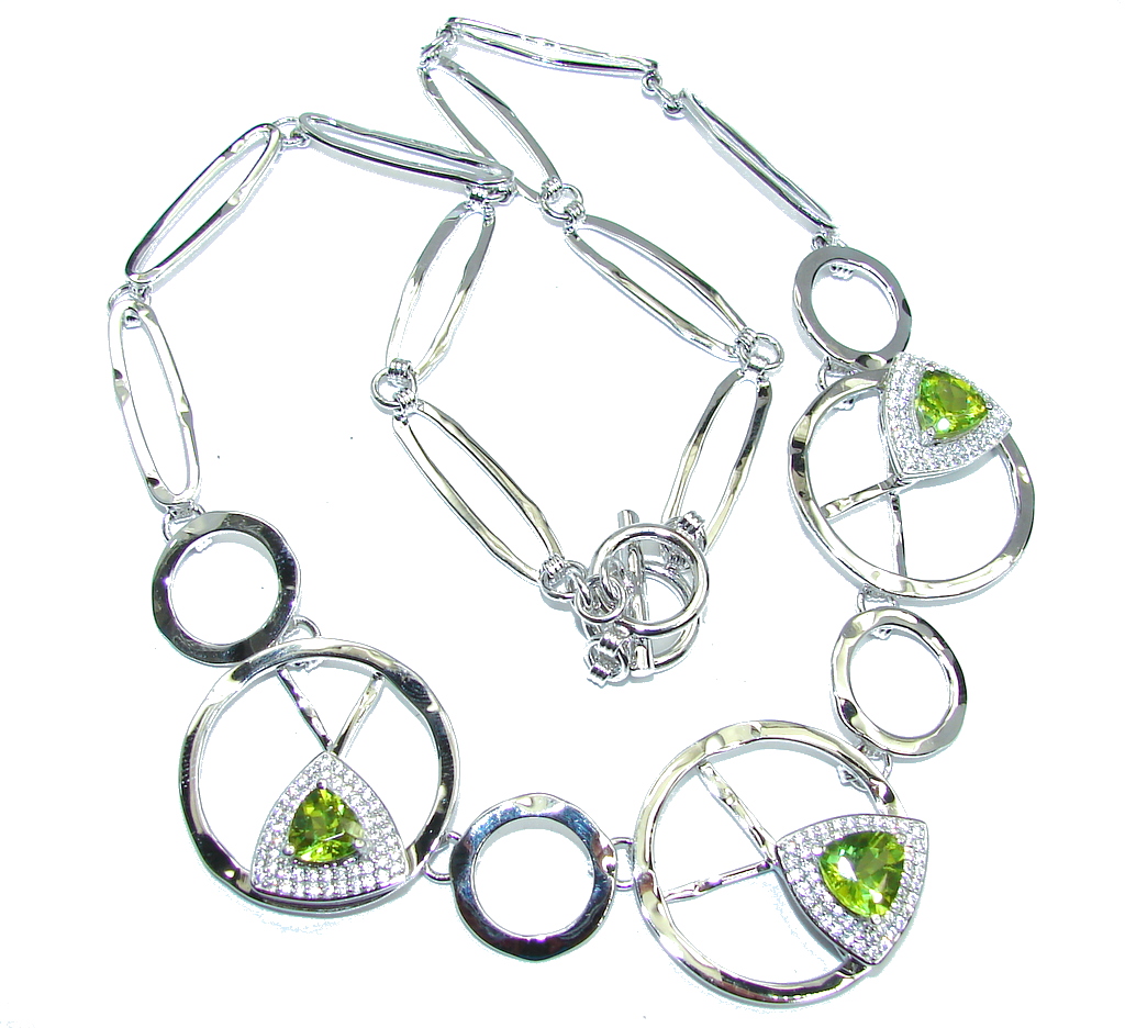 Three Planets Genuine Green Peridot Sterling Silver Necklaces