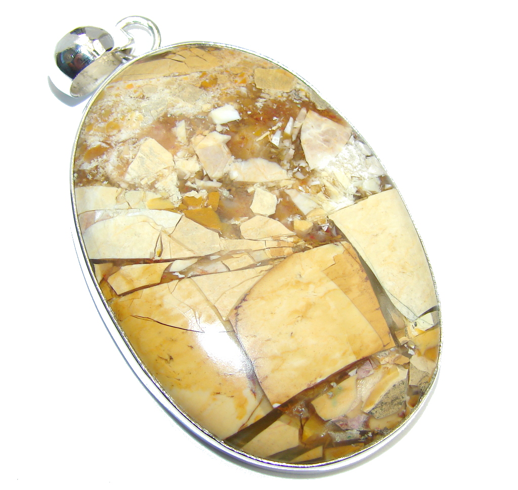 Big Fabulous AAA Burro Creek Jasper Sterling Silver Pendant
