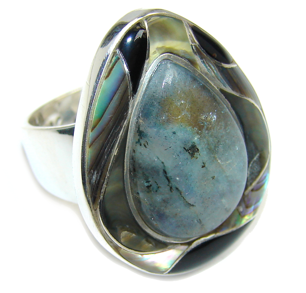 Shimmering AAA Labradorite Sterling Silver Ring s. 6 1/4