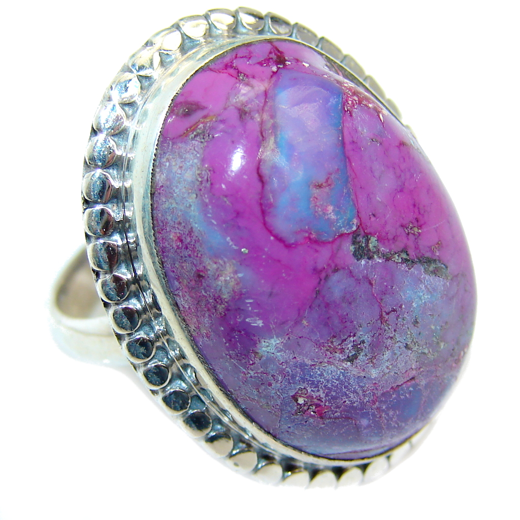 Amazing Copper Purple Turquoise Sterling Silver Ring s. 7 1/2