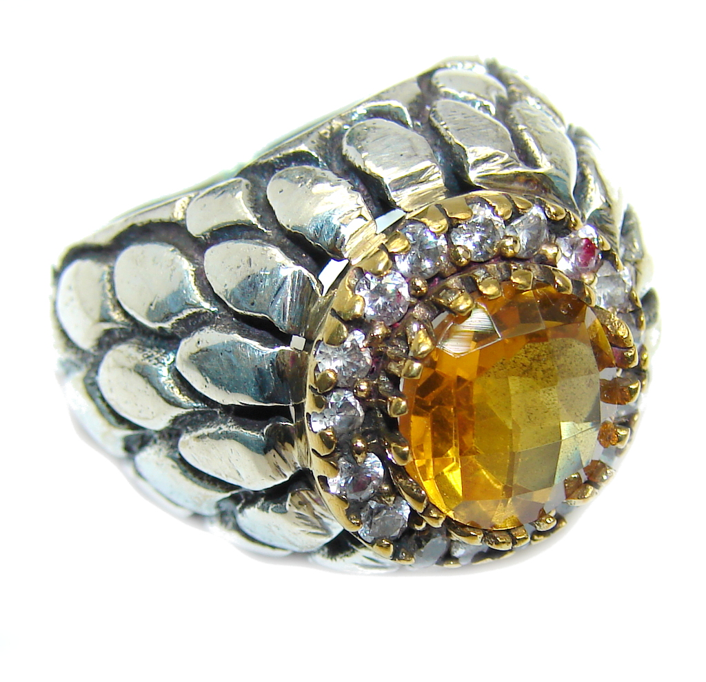 Amazing Genuine Citrine Oxidized Sterling Silver ring s. 7 1/4