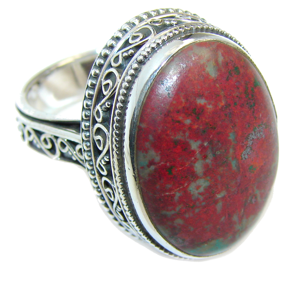 Big Perfect Red Sonora Jasper Sterling Silver Ring s. 9
