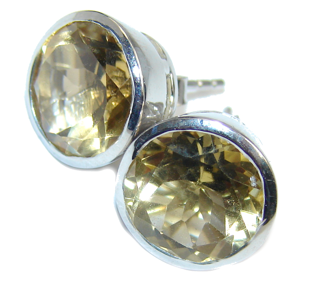 Amazing Yellow Citrine Sterling Silver Earrings
