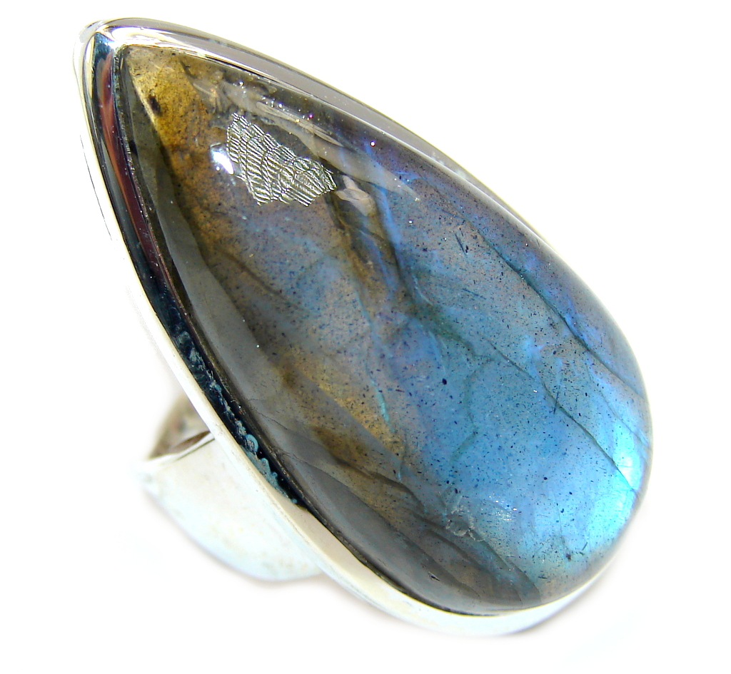 Just Perfect Blue Fire Labradorite Sterling Silver ring s. 7 1/4