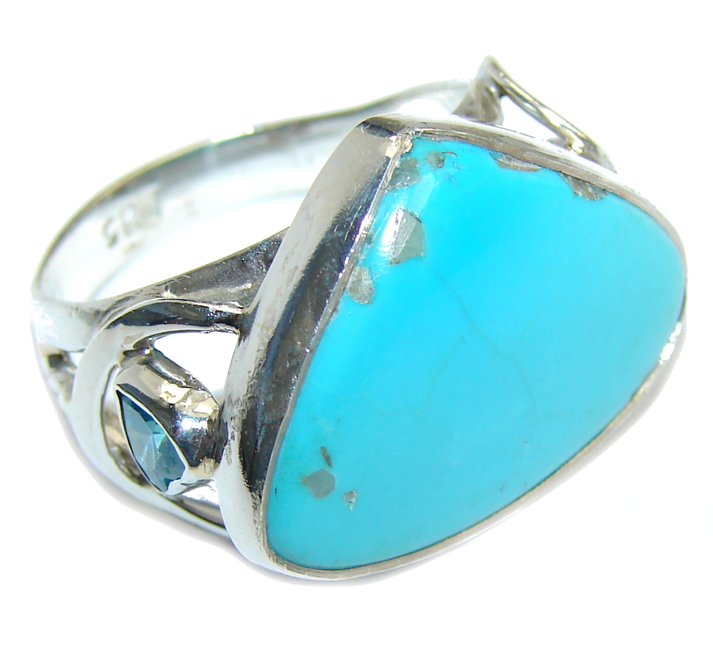 Amazing AAA Sleeping Beauty Turquoise Sterling Silver Ring s. 9