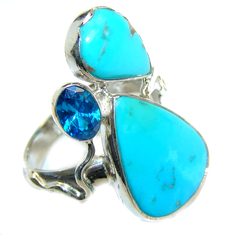 Classic Sleeping Beauty Turquoise Sterling Silver Ring s. 8