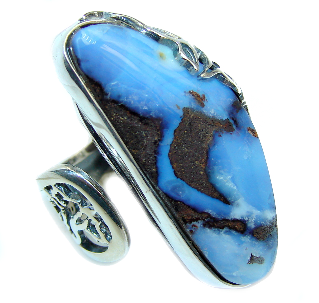Amazing AAA Australian Boulder Opal Sterling Silver Ring s. 8 1/2 adjustable