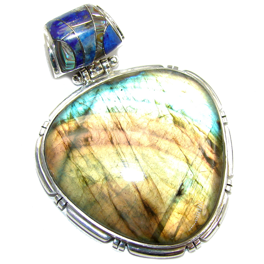 Gorgeous AAA Blue Fire Labradorite Sterling Silver Pendant