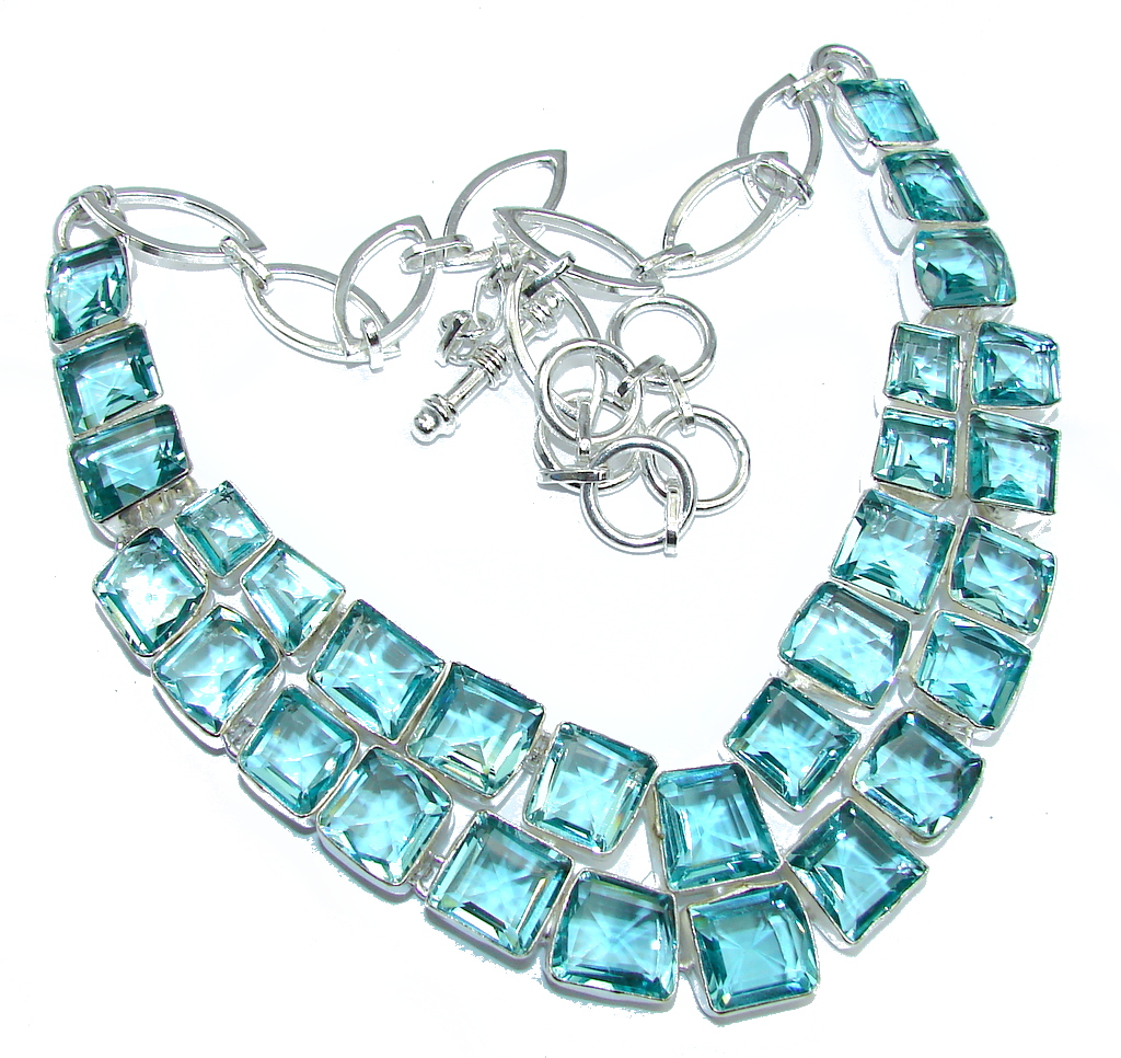 Ray Of Light created Swiss Blue Topaz Sterling Silver necklace