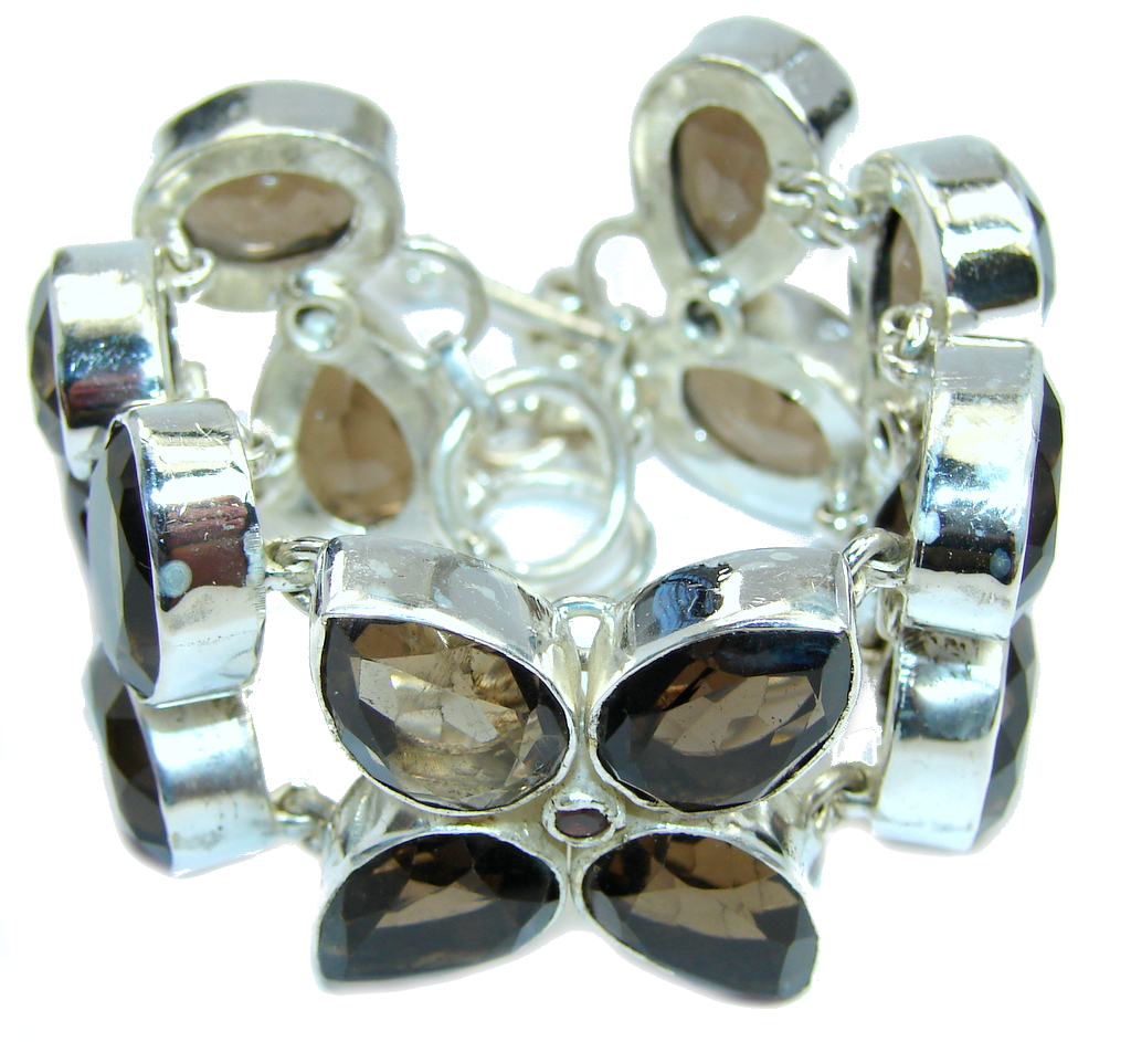 Sands Of Time Created Brown Smoky Topaz Sterling Silver Bracelet