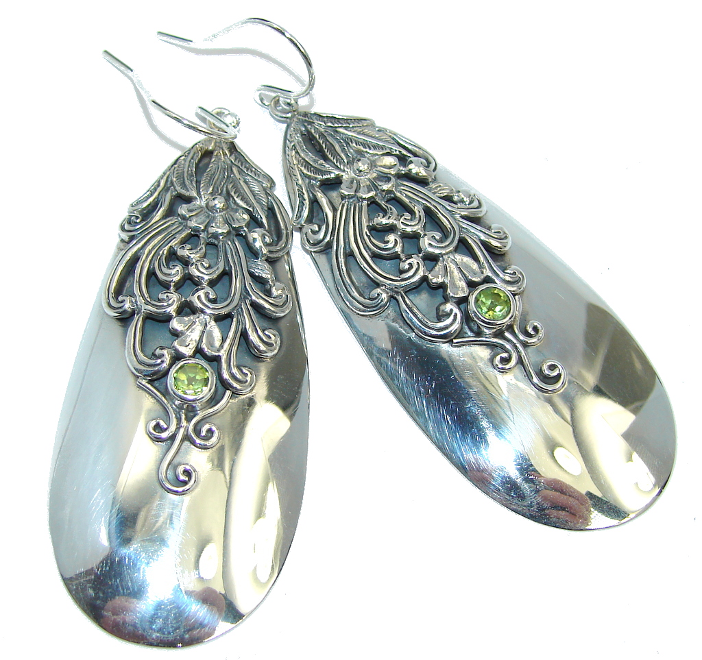 Chunky Green Peridot Sterling Silver earrings