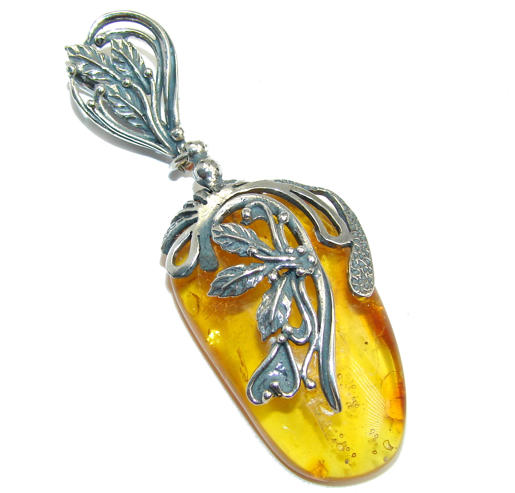 Very Romantic AAA Baltic Amber Sterling Silver Pendant