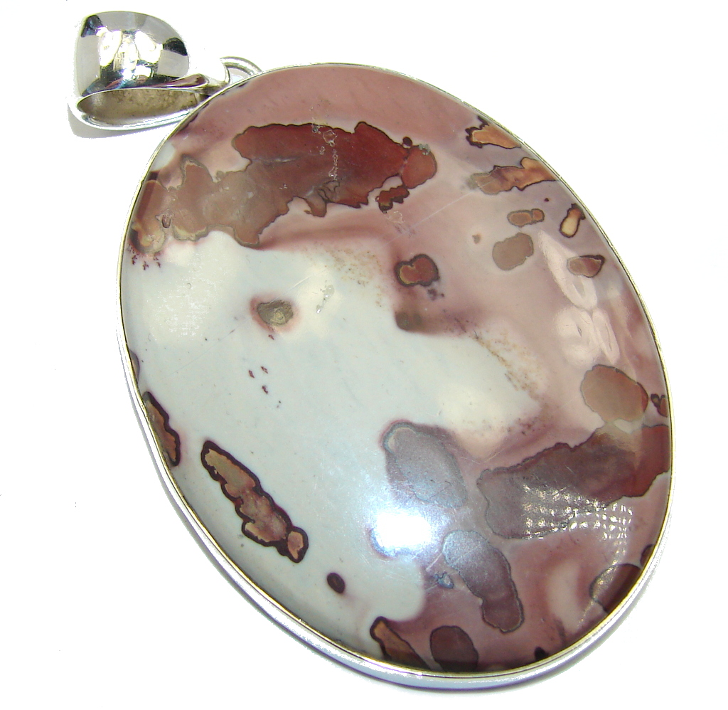 Big Excellent AAA Silver Leaf Jasper Sterling Silver Pendant