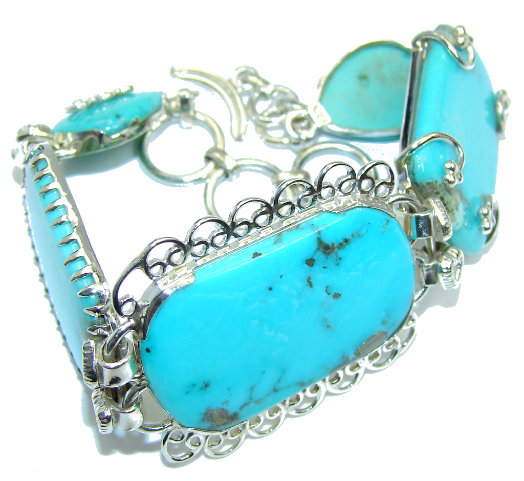 Amazing Corrico Lake Blue Turquoise Sterling Silver Bracelet