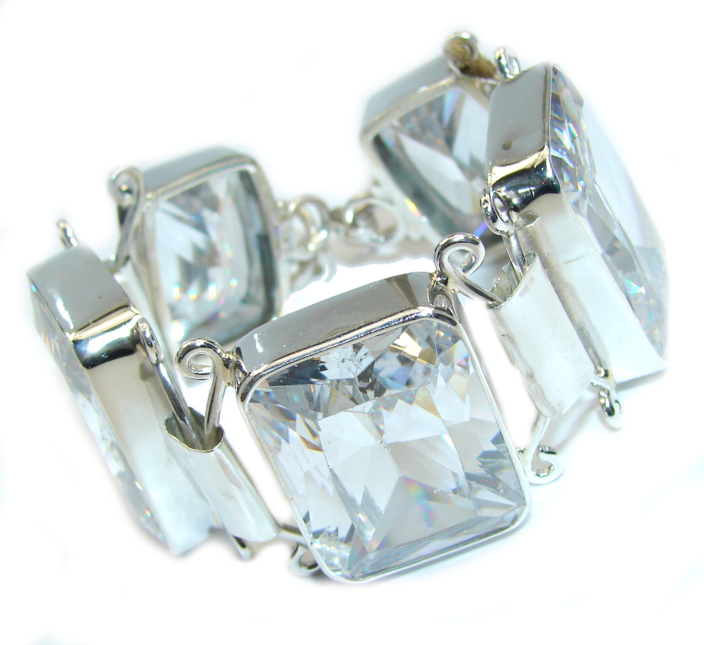 Chunky Ice Queen AAA White Topaz Sterling Silver Bracelet