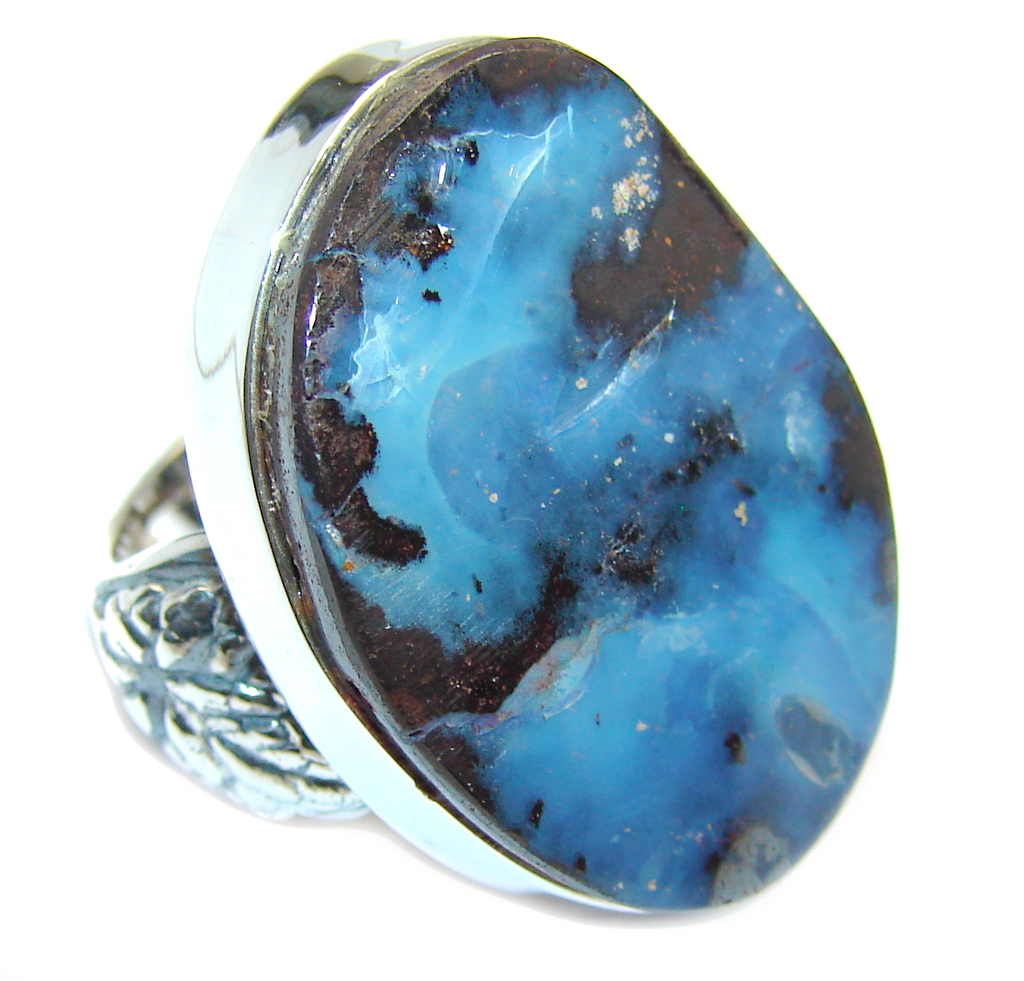 Amazing AAA Australian Boulder Opal Sterling Silver Ring s. 7 adjustable