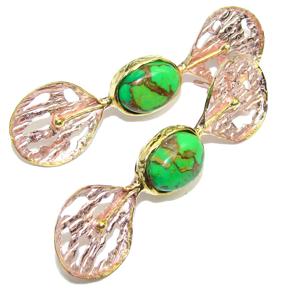 Natural Beauty Copper Turquoise Rose Gold plated over Sterling Silver Earrings