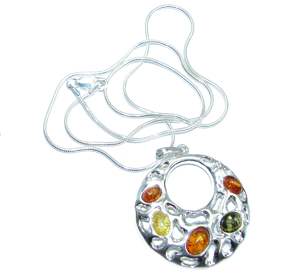 Perfect Gift! Baltic Polish Amber Sterling Silver necklace