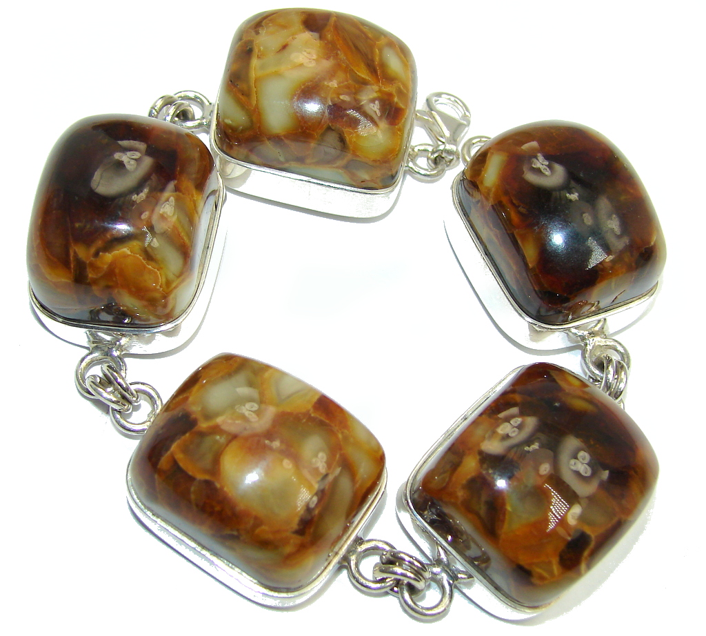 Huge Beautiful AAA Baltic Polish Amber Sterling Silver Bracelet