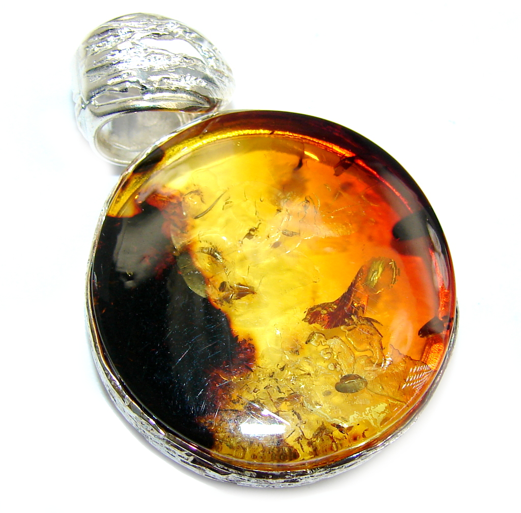 Back to Nature Baltic Polish Amber Sterling Silver Pendant