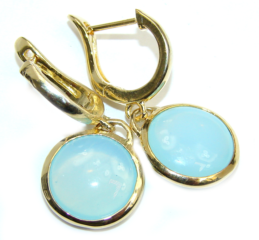 Ocean Secret Blue Botswana Agate Gold over Sterling Silver earrings