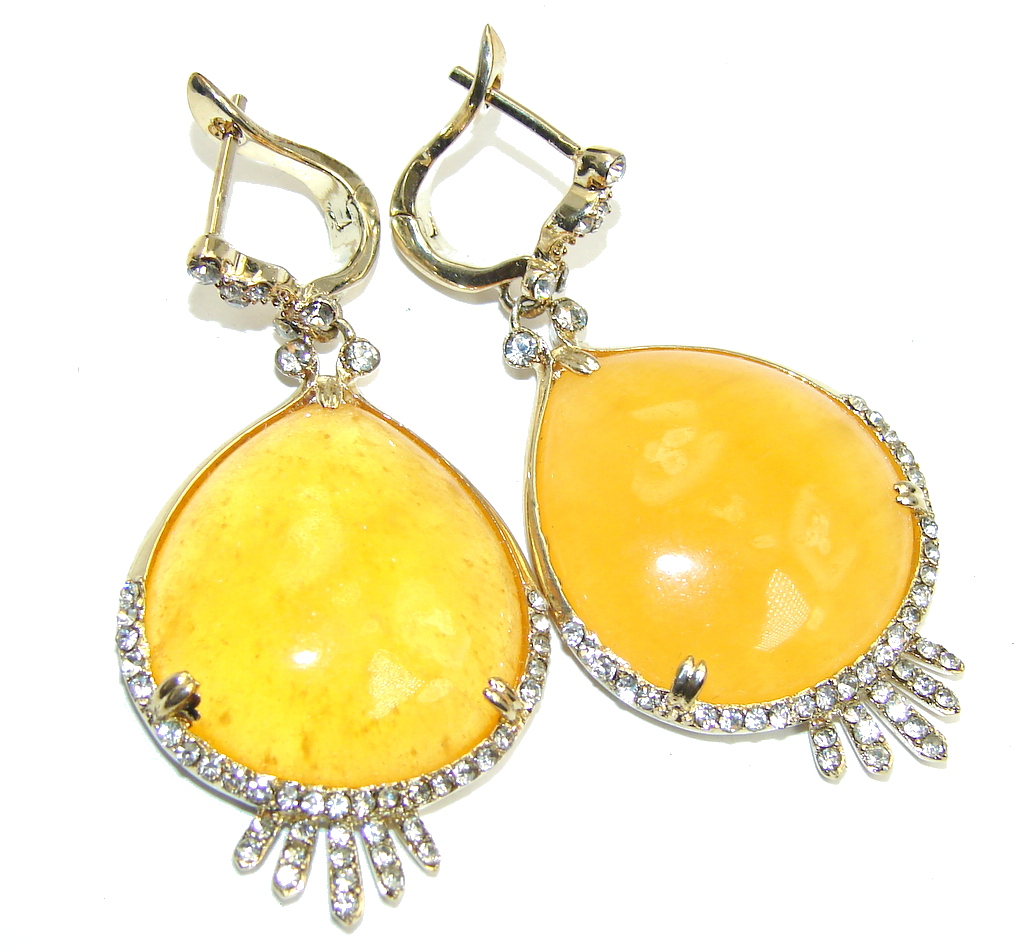 Amazing Gold Calcilite & Whiet Topaz Gold over Sterling Silver earrings