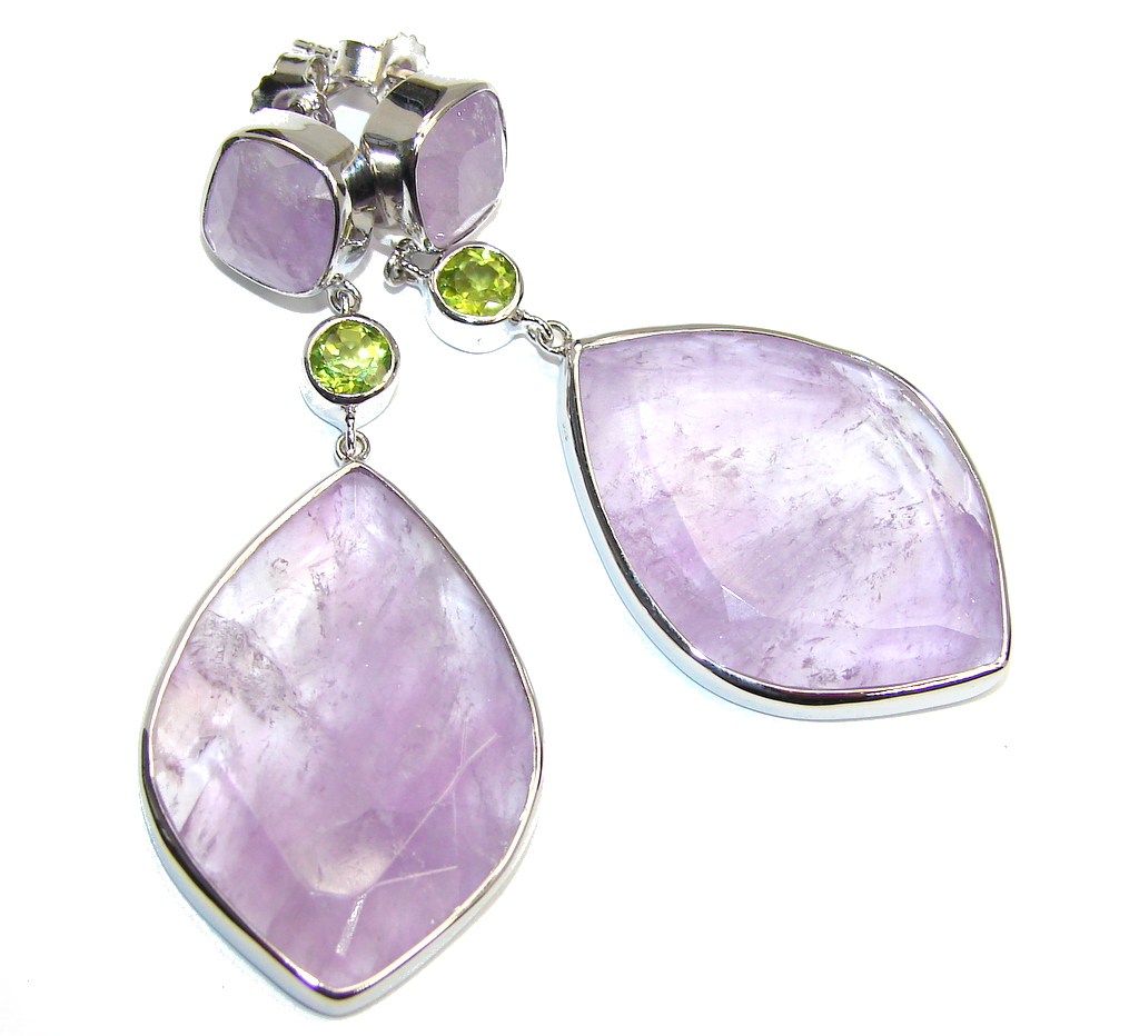 Chunky Perfect Genuine Amethyst Sterling Silver earrings