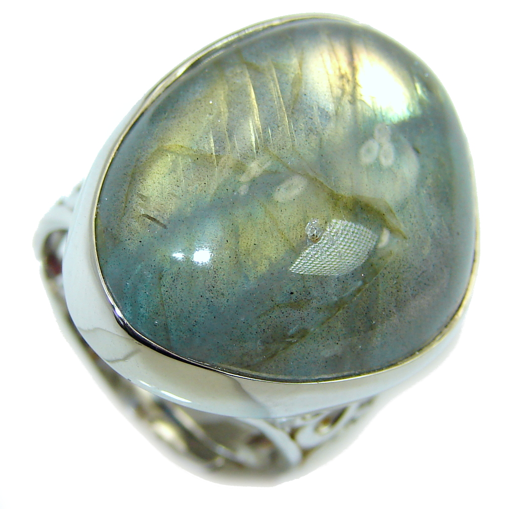 Captured Fire AAA Labradorite Sterling Silver Ring s. 7 - adjustable