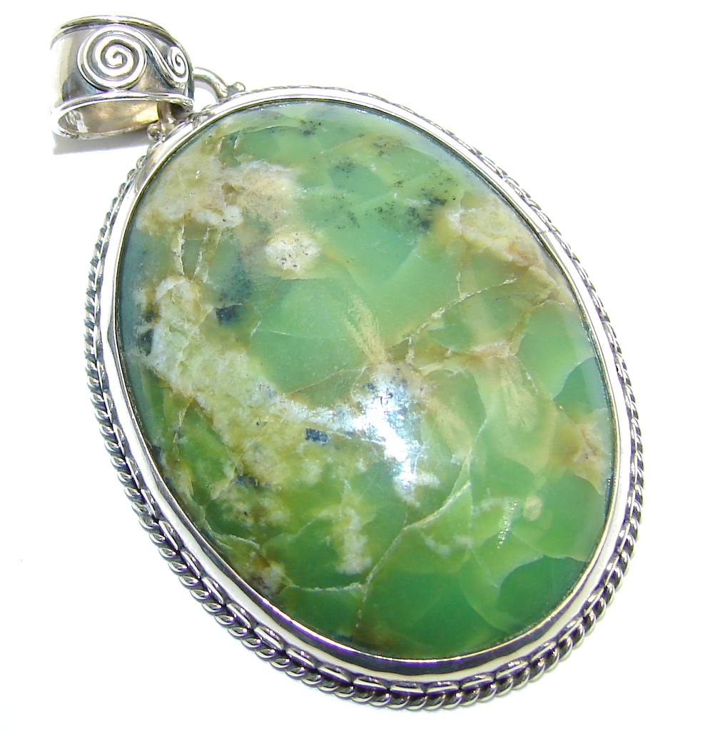 Fantastic Green Jade Sterling Silver Pendant