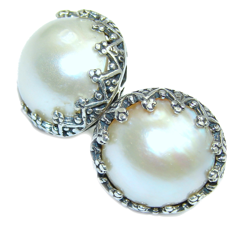 Big Classic Beauty Pearl Sterling Silver earrings