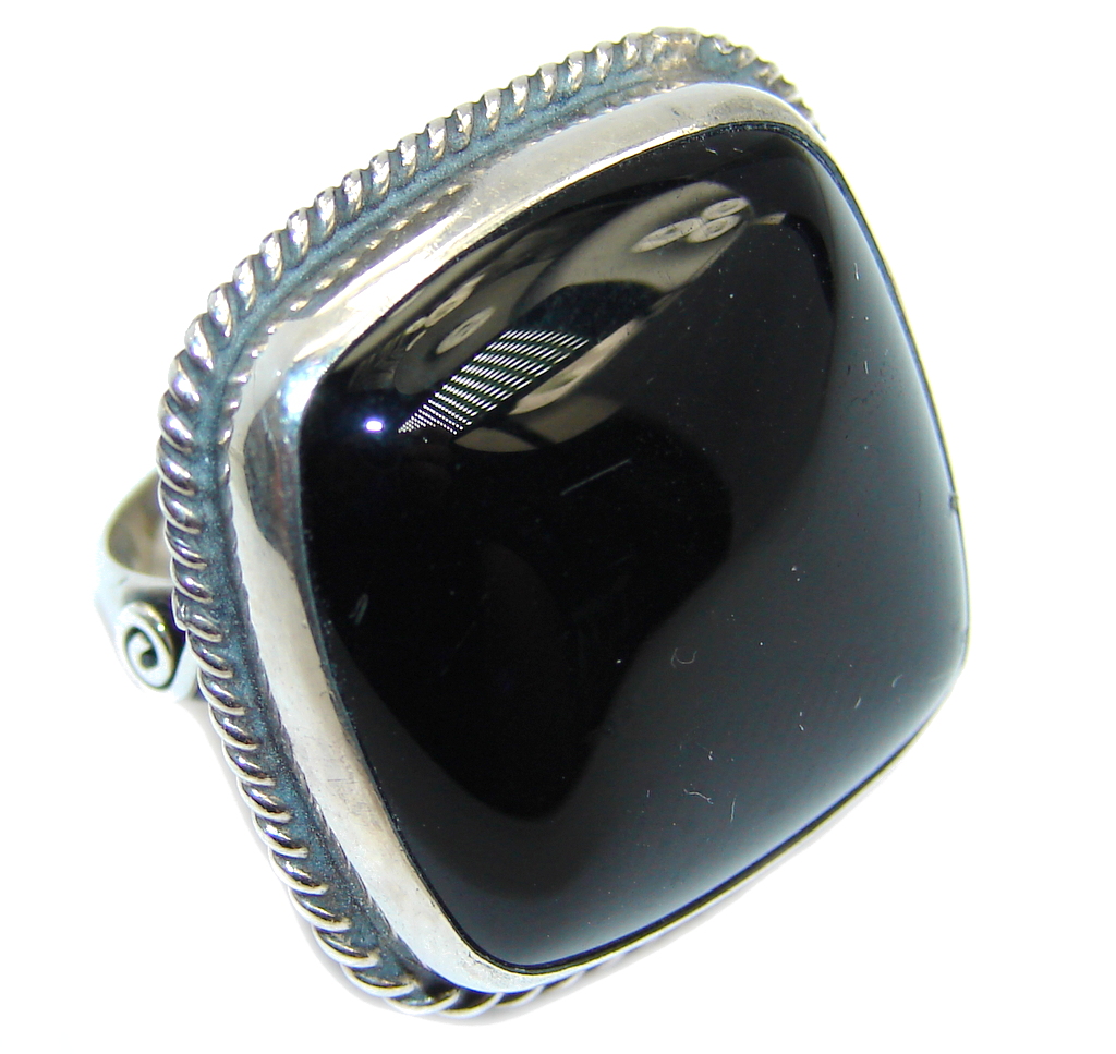Amazing AAA Black Onyx Sterling Silver ring s. 5 3/4