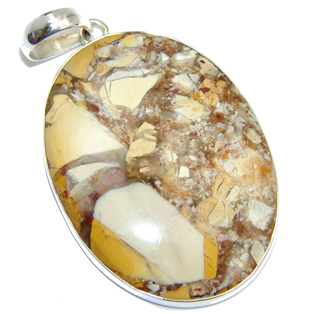 Big Fabulous AAA Burro Creek Jasper Sterling Silver Pendant