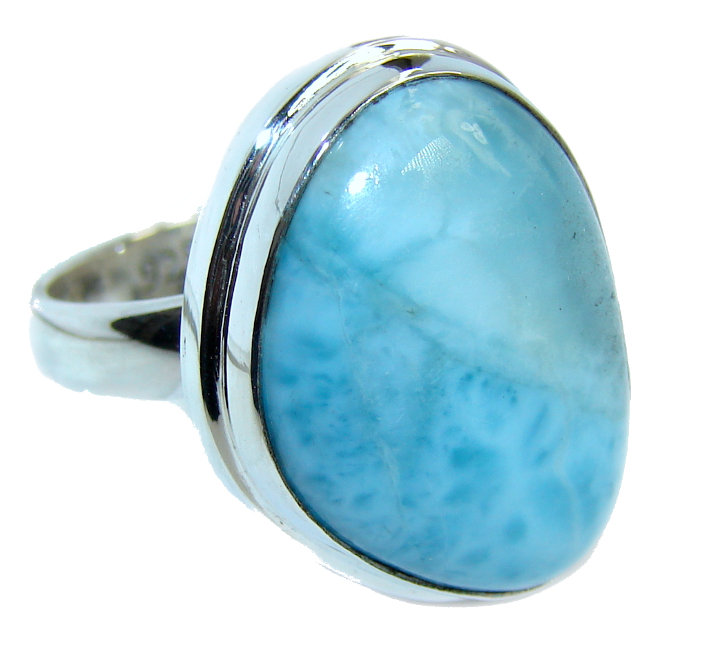 Amazing AAA quality Blue Larimar Sterling Silver Ring s. 8