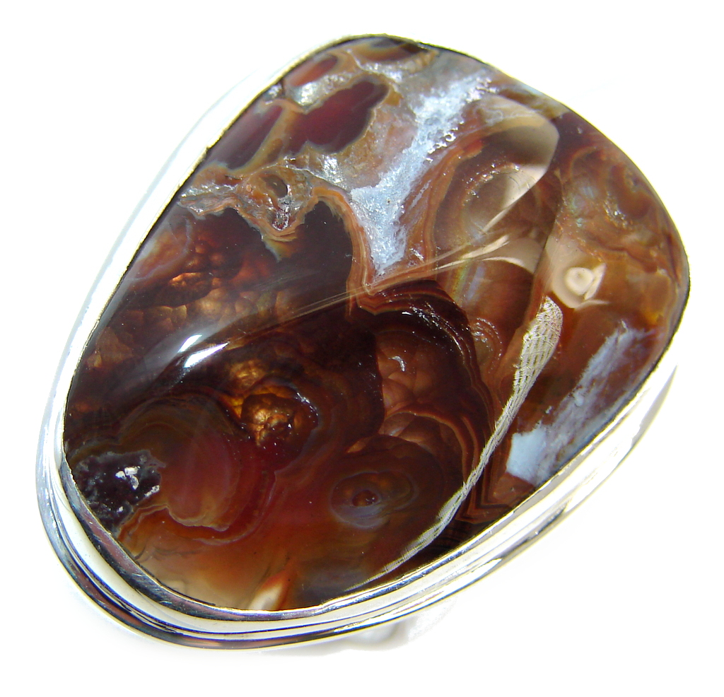 Amazing AAA Natural Fire Agate Sterling Silver ring s. 8