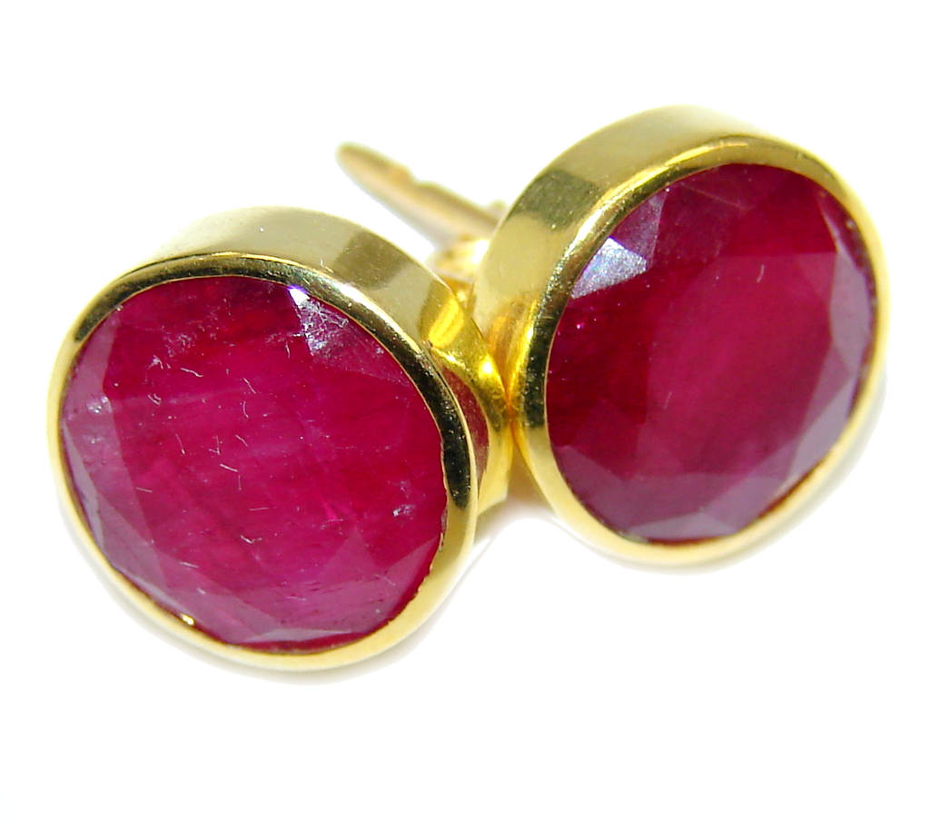 Delicate Pink Ruby Gold Plated Sterling Silver earrings
