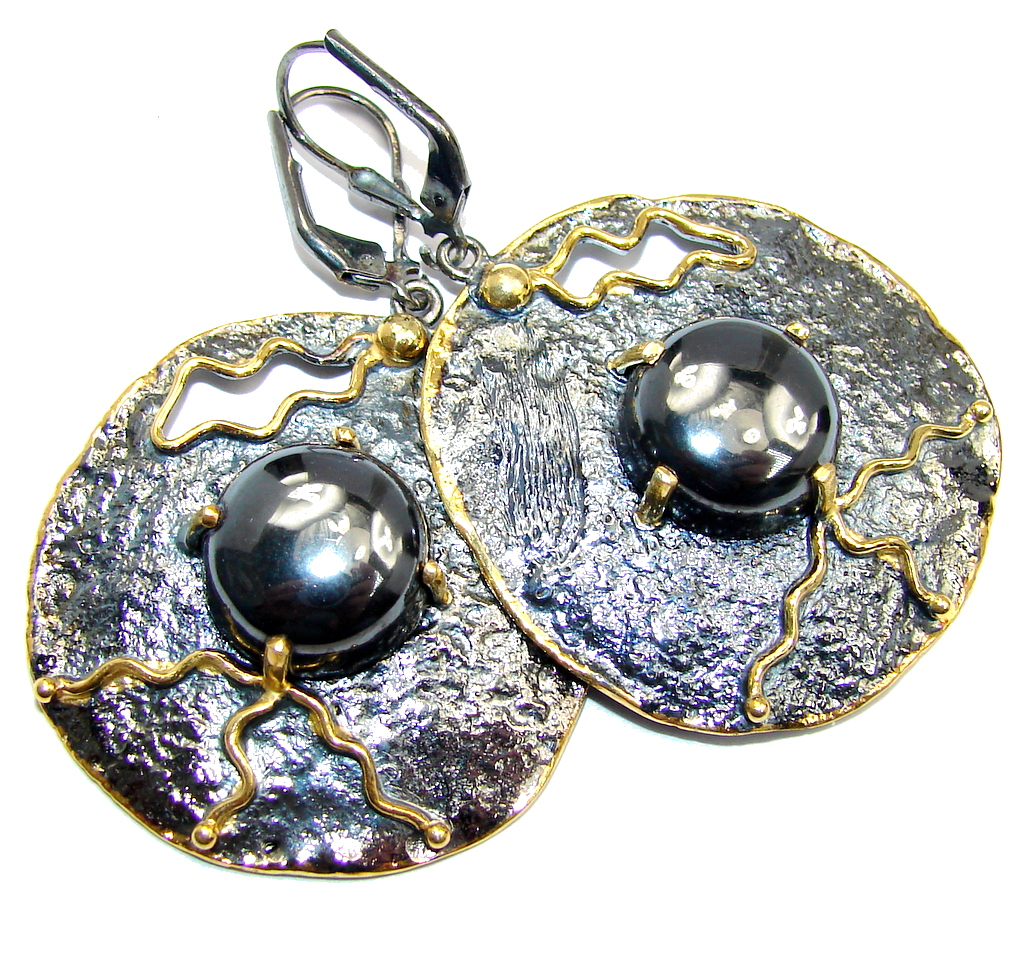 Perfect Silver Hematite Rhodium Gold over Sterling Silver earrings