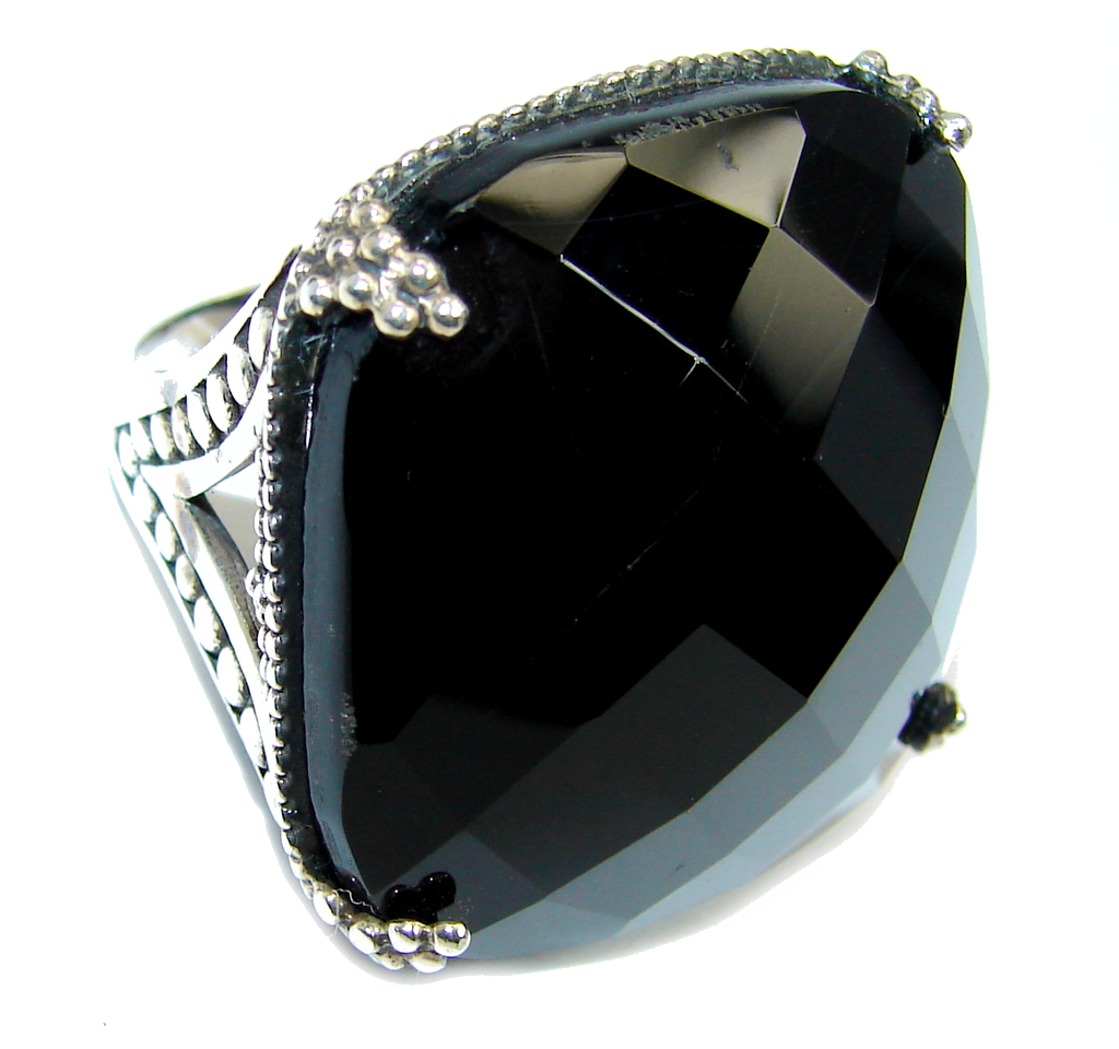 Amazing AAA Black Onyx Sterling Silver ring s. 7 1/2