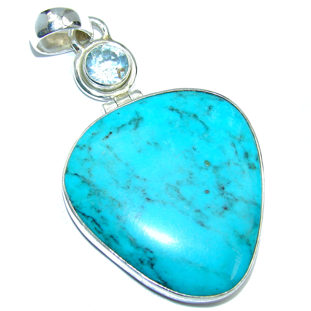 Big! AAA+ Sleeping Beauty Blue Turquoise Sterling Silver Pendant
