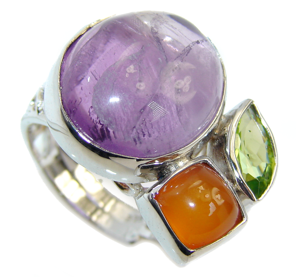 Beautiful AAA Rose Quartz Sterling Silver Ring s. 7 1/4 adjustable