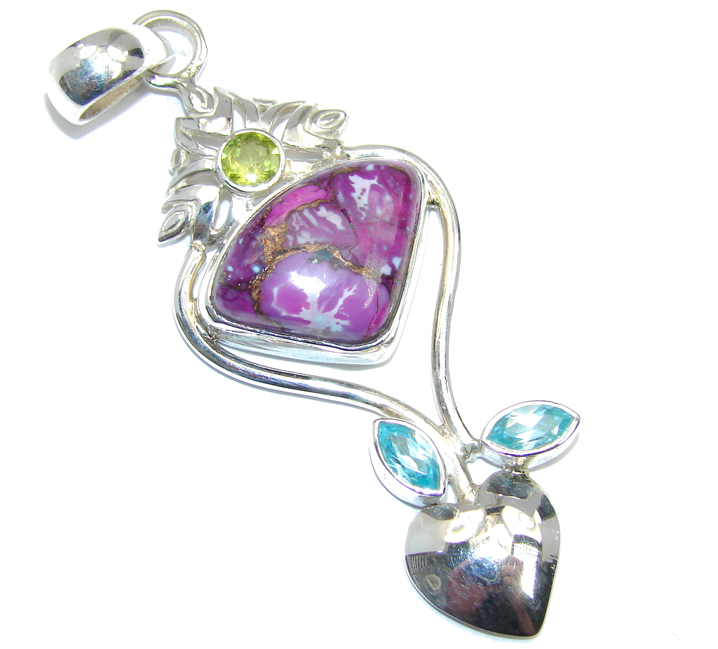 Genuine Purple Turquoise Sterling Silver Pendant