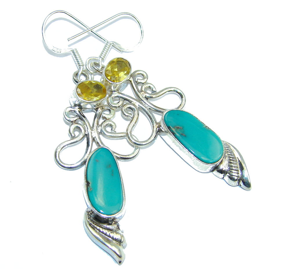 Blue Turquoise Sterling Silver earrings