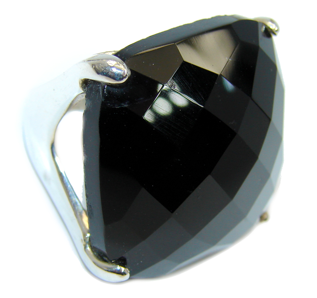 Amazing Bali Made AAA Black Onyx Sterling Silver ring s. 8