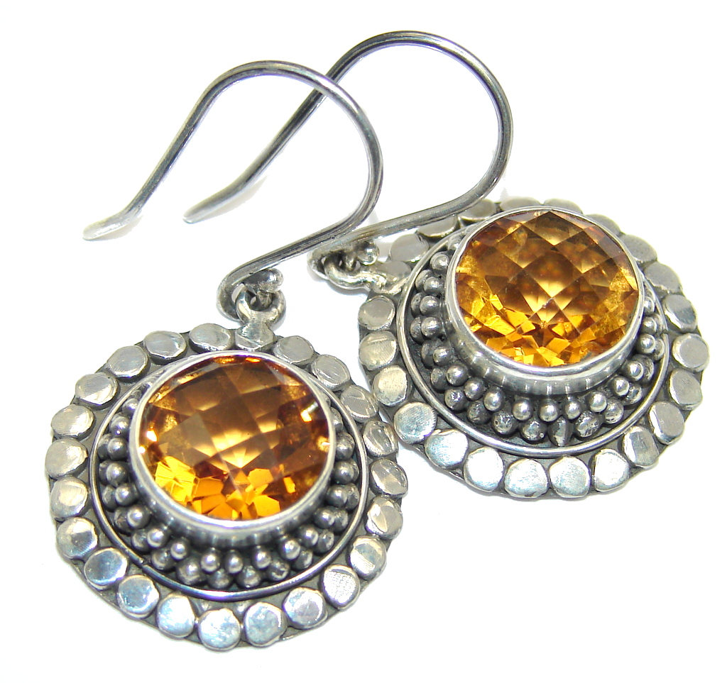 Bali Sunset AAA Yellow Citrine Sterling Silver Earrings
