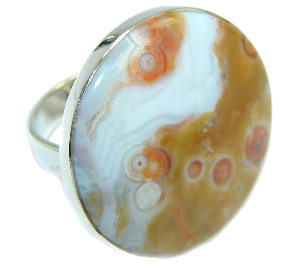 Amazing AAA Ocean Jasper Sterling Silver Ring s. 10