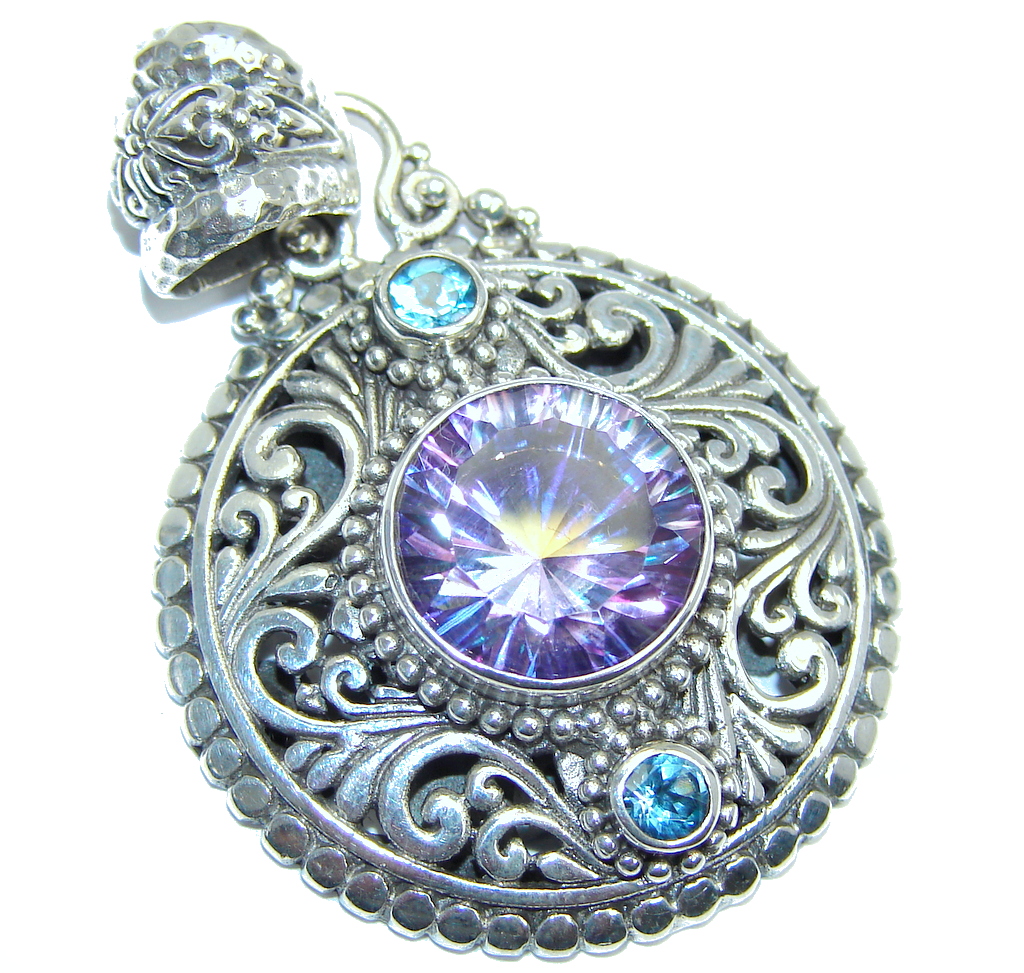 Amazing - Bali Handcrafted - Lilac Magic Topaz Sterling Silver Pendant
